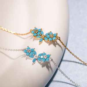Collar DE FLOR DE RACIMO turquesa, colgante de piedras preciosas de plata esterlina, regalo de joyería para mujer hecho a mano - Product Image 2