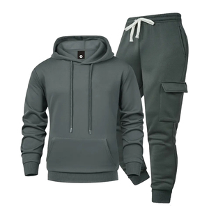 Chándales Cargo de Alta Calidad para Hombre Adulto, Color Gris, Manga Larga, Ropa Deportiva Informal, Felpa de Algodón, para Correr, Trotar - Product Image 1