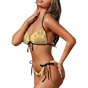 Traje de Baño Bikini de Dos Piezas para Mujer, con Tirantes Halter, de Spandex/Nylon, Estilo Cheeky, con Push-Up, para la Playa, Vacaciones de Verano, Fiestas en la Piscina - Product Image 3