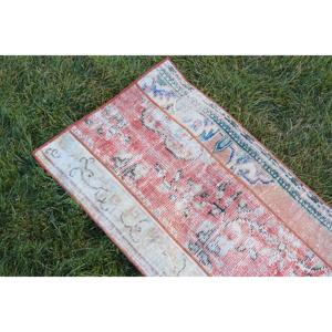 1.9x3.3 ft Rug, Vintage Rug, Turkish <b>Red</b> <b>Wool</b> Floral Rug - Product Image 5