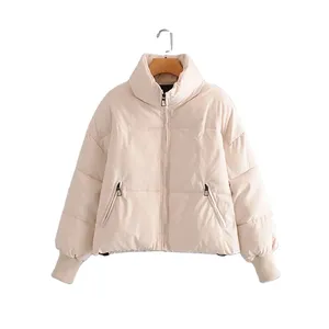 Custom Rosa Inverno Manga Longa Aquecida Casaco Em Branco das mulheres para baixo Puffer Jacket Para As Mulheres com tamanho e cor do logotipo personalizado