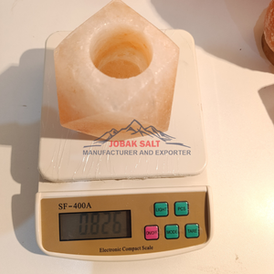 Portavelas de sal de roca del Himalaya Rosa reciclado hecho a mano respetuoso con el medio ambiente al por mayor portavelas en forma de diamante tallado Feng Shui boda - Product Image 5