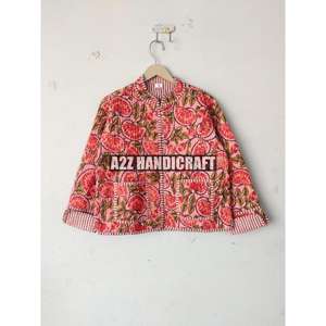 Nouveau bloc imprimé Boho coton matelassé tricoté respirant veste hiver automne manteau avant ouvert réversible bande matelassé veste - Product Image 5