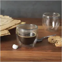Ensemble de 2 tasses à café en verre à double paroi minimalistes personnalisées Boda - Lavables au lave-vaisselle pour les cadeaux promotionnels ou l'usage quotidien