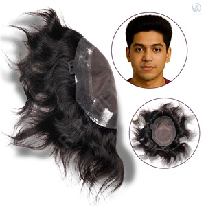 Perruque frontale en dentelle pour hommes, cheveux indiens Remy 100% humains, lisses, bonne densité, prix de gros, Australie - Product Image 3