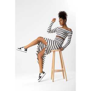 <b>Slit</b> Striped <b>Skirt</b> - Product Image 1