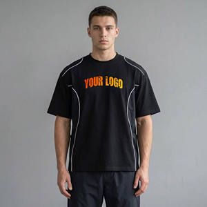 Camisetas de Hombre de Moda, 100% Algodón, Estilo Urbano, Bordado Personalizado en la Parte Delantera, Tejido Ecológico, Holgadas, 250GSM, Vintage, Cortas - Product Image 1