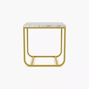 Mesa auxiliar moderna de forma cuadrada superior de cristal con base de metal, perfecta para sala de estar, cafetería, oficina y espacios elegantes de la India - Product Image 4