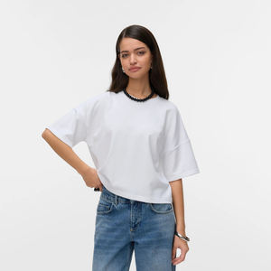 Camisetas sueltas de mujer con cuello redondo de Color sólido de alta calidad, ropa de verano de alta calidad, camisetas femeninas - Product Image 1