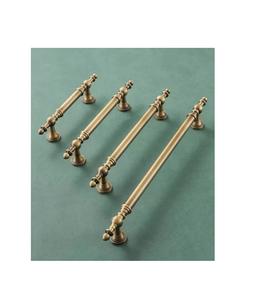 Handcrafted brass handle for kitchen cabinets or bathroom drawers with detailed motif ideal for <b>vintage</b> themed interiors - Product Image 1