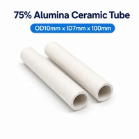 Tubo de Cerámica de Alúmina al 75%, DE 10 mm, DI 7 mm, 100 mm, Tubo de Protección para Termopar, Aislamiento de Alta Temperatura