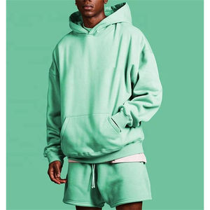 Vente en gros Ensemble short et sweat à capuche Ensemble de sweat à capuche brodé de couleur unie pour hommes - Product Image 3