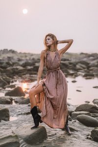 Gran oferta, el más nuevo conjunto diario para mujer, elegante vestido informal de Vacaciones, Vestidos largos con cuello en V y cintura estampada - Product Image 3