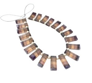 Piedras preciosas de fluorita marrón de 1 hebra de alta calidad, forma de rectángulo facetado, hermosas cuentas de Brioletet para la fabricación de joyas - Product Image 1
