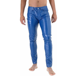 กางเกงหนังผู้ชายแบบลำลองระบายอากาศสีพื้นกางเกงหนังแนวสตรีท - Product Image 3