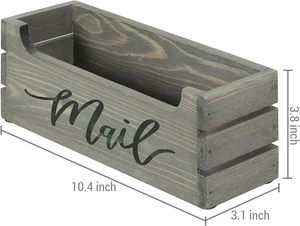 Mộc Mạc thư chủ Countertop, cổ điển màu xám gỗ Thùng phong cách thư SORTER Hộp Thư chủ <span class=keywords><strong>Organizer</strong></span> với màu đen chữ thảo thư - Product Image 4