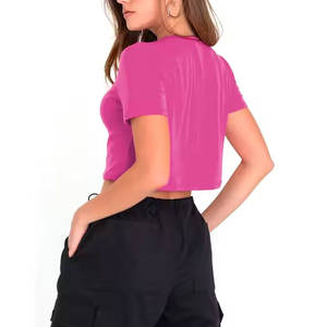 เสื้อครอปสำหรับผู้หญิงแบบสั้นเสื้อยืดผ้าฝ้ายทันสมัยทำจากผ้าฝ้าย - Product Image 3