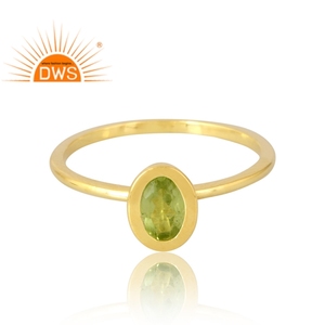 Latest Selling 925 Sterling Silver 18K Gold Plated Natural <b>Peridot</b> Gemstone <b>Ring</b> Demi Fine Jewelry Manufacturer - Product Image 3