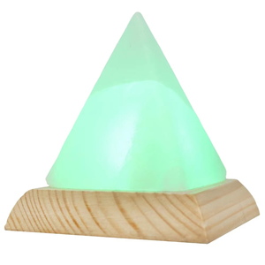 OEM Forma de pirámide de cristal del Himalaya Sal blanca natural decoración espiritual natural Mini USB Lámparas Base de madera Lámparas de sal natural - Product Image 5