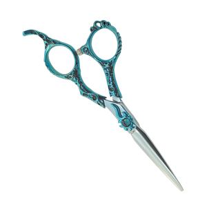 Ciseaux de coiffeur haut de gamme ciseaux de coupe de cheveux avec repose-doigt fixe poignée fantaisie poignée Dragon ciseaux finition polonais - Product Image 3