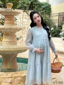 Vestido de maternidad de verano de alta calidad para niñas Anti-retráctil Absorbente de sudor Tela suave y cómoda Buena absorbencia-Vietnam V1188 - Product Image 3