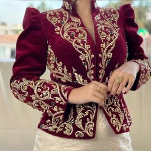 BEAUTIFUL--DESIGN DE BRODERIE ZARI SUR VESTE VIOLET ROBE KARAKOU AVEC PERLES DE VERRE CRISTAL ORNÉ, PIERRE, TRAVAIL DABKA = 2024 - Product Image 1