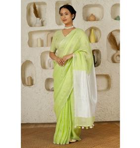 Auténtico Sari de Seda Tussar Multicolor para Mujer, Elegancia Clásica con Tejido Premium y Arte Tradicional de la India - Product Image 6