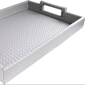 Bandeja para servir con mango de cuero de último diseño único, utensilios de cocina de Color plateado, bandejas para servir alimentos de Hotel en casa, Material de Metal duradero - Product Image 1