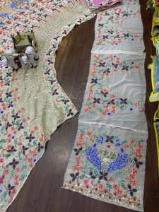 Elegante étnico adultos 'Lehenga Choli moda indio paquistaní ropa Cancan lienzo Patta bordado lentejuelas trabajo verano - Product Image 6