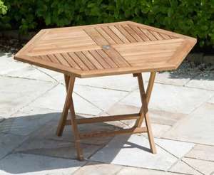 Table à manger hexagonale en teck, mobilier durable pour l'intérieur et l'extérieur, avec un design magnifique pour les hôtels et les villas - Product Image 3