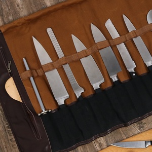 Estuche Enrollable para Cuchillos de Chef, de Cuero y Lona, de Lujo, Plegable, Resistente a Olores, Resistente, Cómodo, Profesional, Organizador de Herramientas de Cocina - Product Image 6