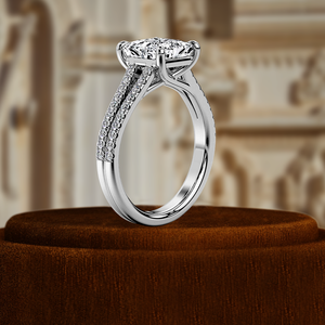 Bague de fiançailles en or jaune 14 carats avec diamant de laboratoire princesse de 1 carat certifié IGI, double pavé, pour un cadeau d'anniversaire - Product Image 6