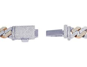 Two Tone Cuban Link Chain in S925 Sterling <b>Silver</b> With Round Moissanite Diamond Iced Out <b>Necklace</b> <b>for</b> <b>Men</b> Women - Product Image 6