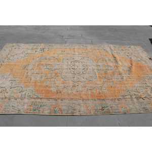 6.1x10.4 ft Rug, Large Vintage Rug, <b>Yellow</b> Polka dot Rug - Product Image 3