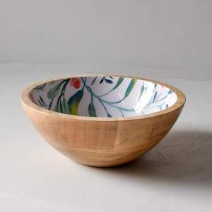 Tazón para Servir Ensaladas Decorativo Moderno, Hecho a Mano con Madera de Mango Ecológica, Acabado Natural, Diseños Prisma al por Mayor - Product Image 1