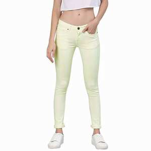 Light Color Solid Custom Women Stretch Jeans Mid Waist Pants Slim Fit Top Quality With Pocket Drawstring Cotton Woman Denim Jean - Product Image 1