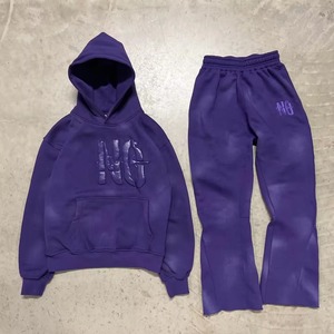 Conjunto de chándal con capucha y pantalones de chándal para hombre, chándal con estampado personalizado y diseño de ropa de calle vintage con logotipo - Product Image 1