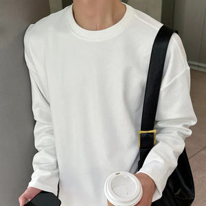 Camiseta de Manga Larga con Cuello Redondo Estilo Coreano, Holgada, Capa Base, Cómoda y Cálida para Hombre, Color Puro, Versión de Red, Ropa Interior - Product Image 3