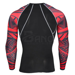 Offre Spéciale MMA Rash Guard Logo personnalisé Long Spandex et Nylon Simple Plain Blank Solid Color BJJ Rash Guard pour la vente en ligne - Product Image 3