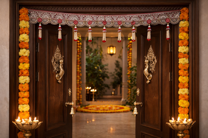 Bandarwal, Tapiz Floral Tradicional Indio de Rajastán, Decoración Artesanal para Colgar en la Pared o en la Puerta, para Cumpleaños, Aniversario, Pooja - Product Image 2