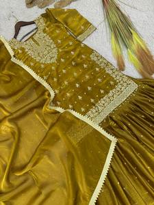 Ensemble Salwar Kameez semi-couture en soie Georgette artisanale très demandé, broderie riche pour tenue de soirée - Élégant, traditionnel et moderne - Product Image 4