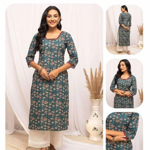 Anarkali flared ผ้าฝ้ายผู้หญิง, ความยาวปกติมีสไตล์เรียบง่ายใช้ได้สองด้านไม่เป็นรอยยับแห้งเร็วใส่ได้ทุกฤดู - Product Image 1