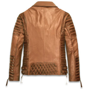 Blouson de motard en cuir logo personnalisé prix de gros vestes en cuir mode tendance vêtements pour hommes veste d'hiver en cuir décontractée - Product Image 2