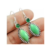 Boucles d'oreilles pendantes personnalisables en argent sterling 925, cadeau de mariage ou de fête, avec pierre précieuse naturelle Chrysoprase en forme de marquise, faites à la main, troisième modèle