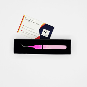 Pinzas de acero inoxidable con recubrimiento en polvo de dos tonos Empuñadura de diamante con punta plateada curvada fuerte Logotipo personalizable - Product Image 3