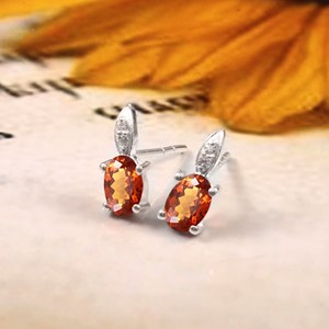 Elegant <b>Gold</b> Plated 925 Sterling Silver Statement Earrings Natural Yellow Citrine Stud Bridesmaid <b>Jewelry</b> Gift for Women Party - Product Image 5