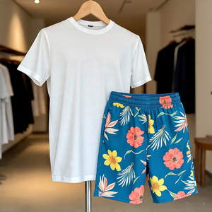 T-shirts à manches courtes de grande taille ensembles de shorts pour hommes ensembles jumeaux de course à pied de jogging et de sublimation ensembles de shorts imprimés surdimensionnés pour hommes - Product Image 3