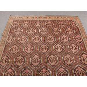 5.8x9.5 ft Large Vintage Rug, Turkish Rug, <b>Brown</b> Red Patchwork <b>Wool</b> Rug - Product Image 4