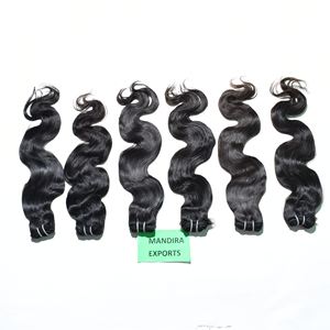 100% non transformé cuticule aligné armure Bodywave faisceaux naturels couleur noire Temple indien Extensions de cheveux humains - Product Image 1