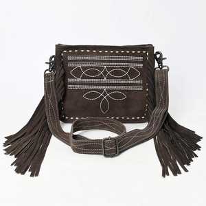 Bolso bandolera occidental de cuero de gamuza de alta calidad Nuevo diseño de costura Bolso de hombro cruzado al mejor precio al por mayor - Product Image 1